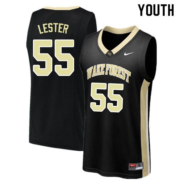 Youth #55 Miles Lester Wake Forest Demon Deacons College Basketball Jerseys Sale-Black